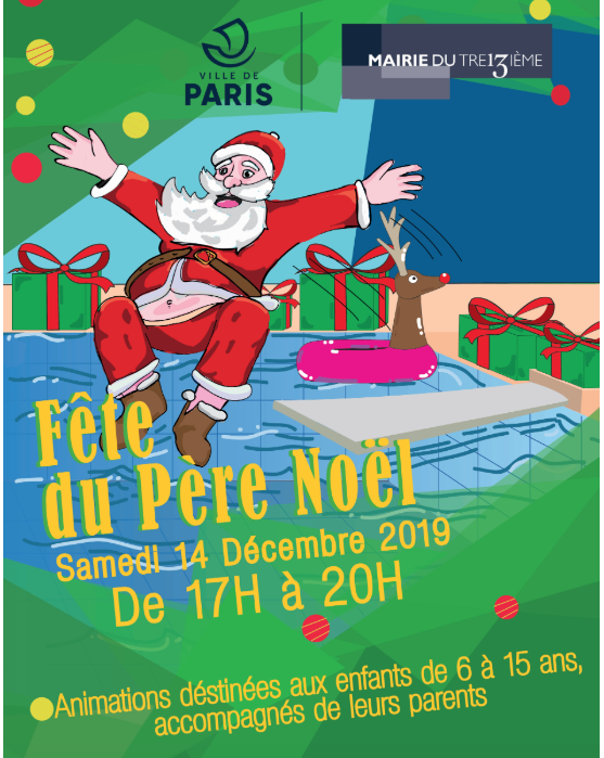 Fête du Père Noël à la piscine de la Butte-aux-Cailles